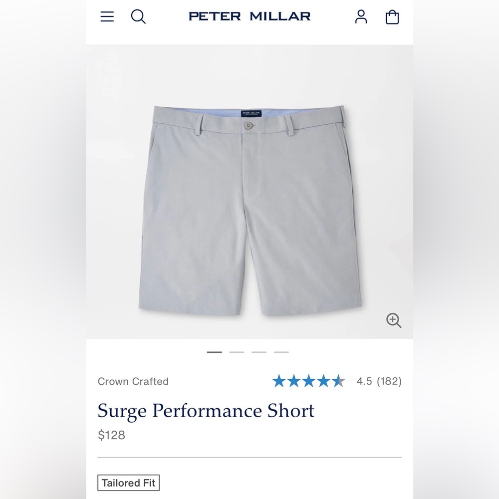 Peter Millar Light Gray Surge Performance Flat Front Shorts
